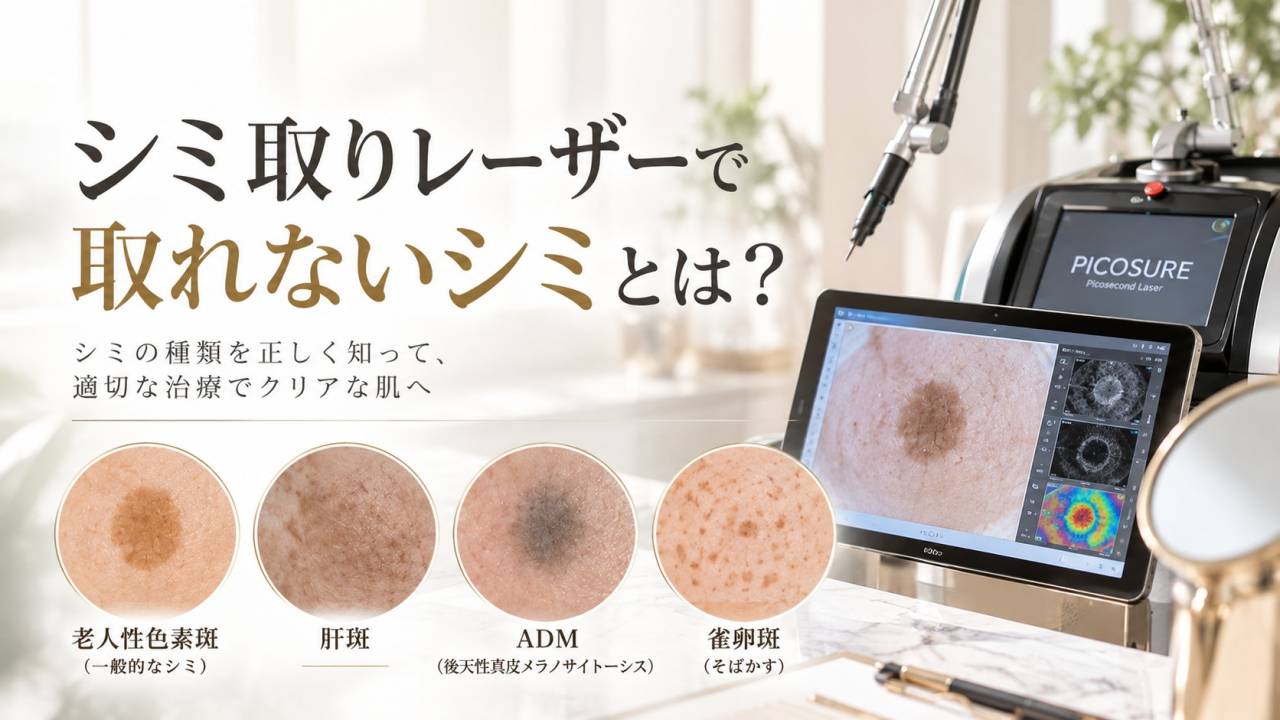 シミ取りレーザーで取れないシミとは？肝斑・ADM・老人性色素斑・そばかすの違い